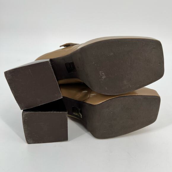 Jeffrey Campbell Reine Platform Mary Jane Womens 8 Tan Natural Block Heel Pump - Picture 7 of 13